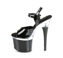 Pleaser ESTEEM-709 Sandales à plateforme Vernis Noir Transparent EU-35/US-5
