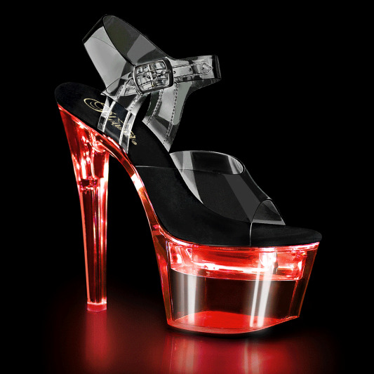 Pleaser FLASHDANCE-708 Sandales à plateforme Transparent Noir EU-37/US-7