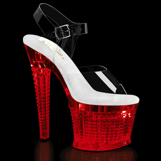 Pleaser FLASHDANCE-708SPEC Sandales à plateforme Transparent Bigarré EU-37/US-7