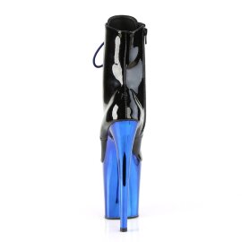Pleaser FLAMINGO-1020 Bottines à plateforme Vernis Chrome Noir Bleu EU-35/US-5