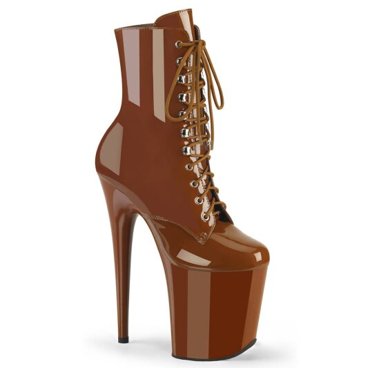 Pleaser FLAMINGO-1020 Bottines à plateforme Vernis Caramel EU-42/US-12