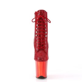 Pleaser FLAMINGO-1020CHRS Bottines à plateforme Strass Chrome Rouge EU-42/US-12