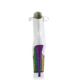 Pleaser FLAMINGO-1020HG Bottines à plateforme Vernis Paillettes Blanc Bigarré EU-35/US-5