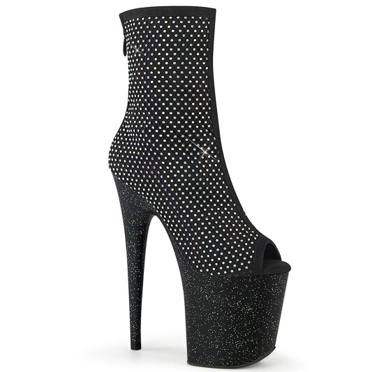 Pleaser FLAMINGO-1031GM Bottines à plateforme Strass Paillettes Noir Argent EU-40/US-10