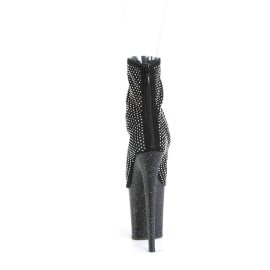 Pleaser FLAMINGO-1031GM Bottines à plateforme Strass Paillettes Noir Argent EU-40/US-10