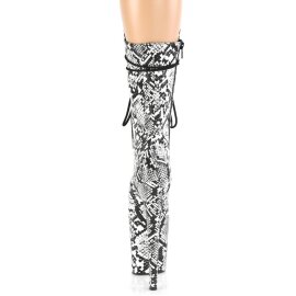 Pleaser FLAMINGO-1050SP Bottines à plateforme Serpent Noir Blanc EU-41/US-11