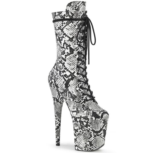 Pleaser FLAMINGO-1050SP Bottines à plateforme Serpent Noir Blanc EU-39/US-9