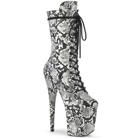 Pleaser FLAMINGO-1050SP Bottines à plateforme Serpent Noir Blanc EU-39/US-9