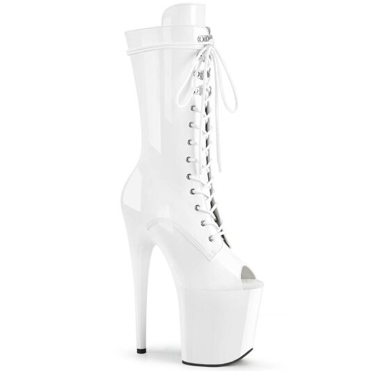 Pleaser FLAMINGO-1051 Bottines à plateforme Vernis Blanc EU-38/US-8
