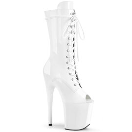 Pleaser FLAMINGO-1051 Bottines à plateforme Vernis Blanc EU-38/US-8