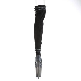 Pleaser FLAMINGO-3027 Bottes cuissardes à plateforme Daim synthétique Noir EU-41/US-11