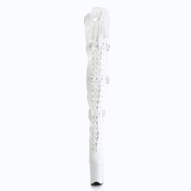 Pleaser FLAMINGO-3028 Bottes cuissardes à plateforme Vernis Blanc EU-37/US-7