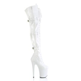 Pleaser FLAMINGO-3028 Bottes cuissardes à plateforme Vernis Blanc EU-37/US-7