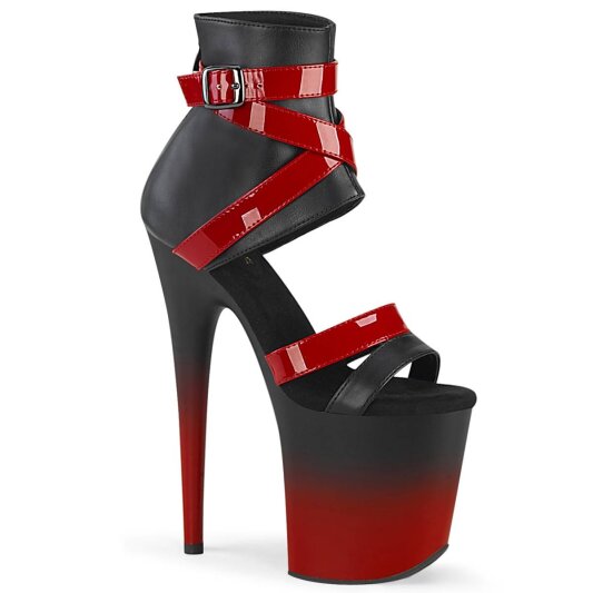 Pleaser FLAMINGO-800-15 Bottines à plateforme Cuir synthétique Rouge Noir EU-37/US-7