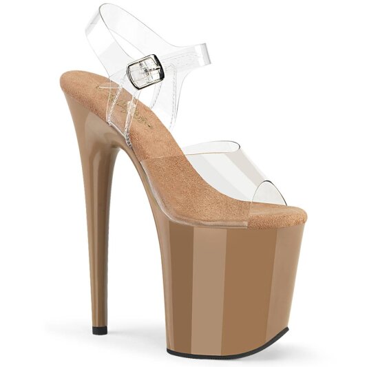 Pleaser FLAMINGO-808 Sandales à plateforme Transparent Caramel EU-35/US-5