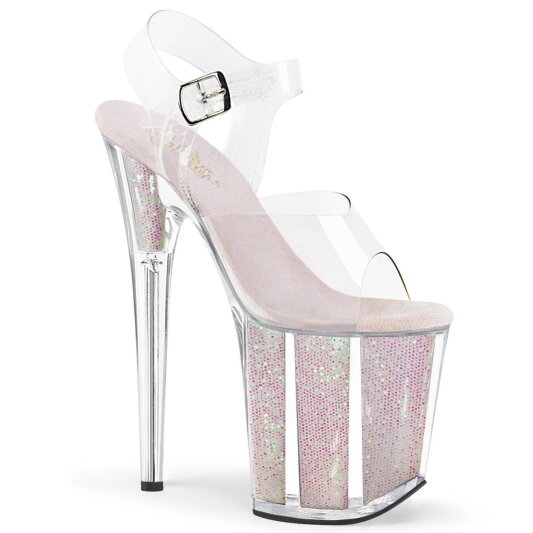 Pleaser FLAMINGO-808G Sandales à plateforme Paillettes Transparent Rose EU-35/US-5