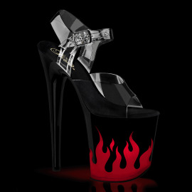 Pleaser FLAMINGO-808NLFL Sandales à plateforme Transparent Noir EU-35/US-5