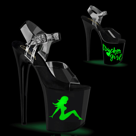 Pleaser FLAMINGO-808NLTG Sandales à plateforme Transparent Noir EU-35/US-5