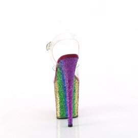 Pleaser FLAMINGO-808RBG Sandales à plateforme Paillettes Transparent Bigarré EU-35/US-5