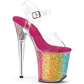 Pleaser FLAMINGO-808RG-02 Sandales à plateforme Paillettes Transparent Bigarré EU-35/US-5