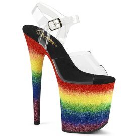 Pleaser FLAMINGO-808RG-04 Sandales à plateforme Paillettes Transparent Bigarré EU-35/US-5