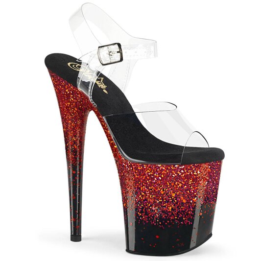Pleaser FLAMINGO-808SS Sandales à plateforme Paillettes Transparent Noir EU-37/US-7