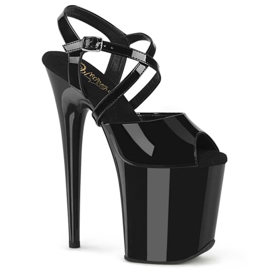 Pleaser FLAMINGO-824 Sandales à plateforme Vernis Noir EU-37/US-7