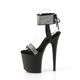 Pleaser FLAMINGO-870 Sandales à plateforme Cuir synthétique Strass Noir Argent EU-35/US-5