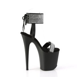 Pleaser FLAMINGO-870 Sandales à plateforme Cuir synthétique Strass Noir Argent EU-35/US-5