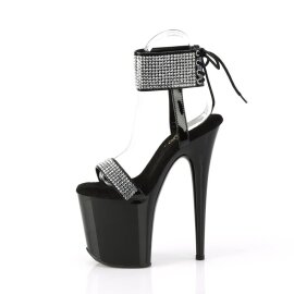 Pleaser FLAMINGO-870 Sandales à plateforme Vernis Strass Noir Argent EU-40/US-10