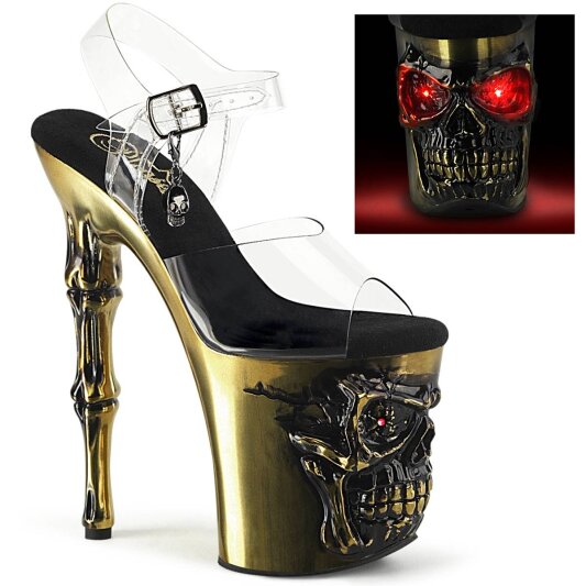 Pleaser RAPTURE-808-LT Sandales à plateforme Transparent Or EU-37/US-7