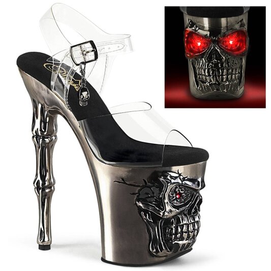 Pleaser RAPTURE-808-LT Sandales à plateforme Transparent Argent EU-35/US-5
