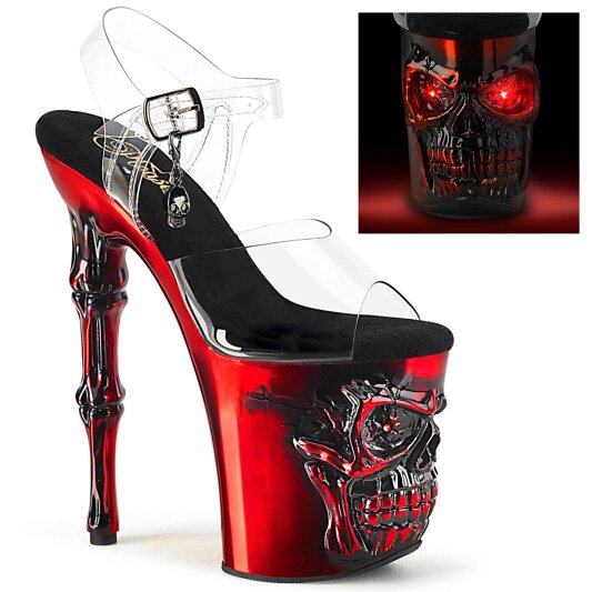 Pleaser RAPTURE-808-LT Sandales à plateforme Transparent Rouge EU-35/US-5