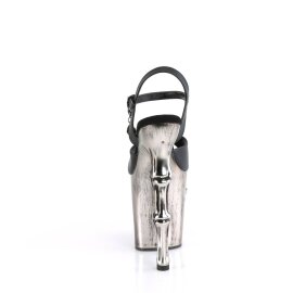 Pleaser RAPTURE-809-LT Sandales à plateforme Cuir synthétique Noir Argent EU-37/US-7
