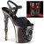 Pleaser RAPTURE-809-LT Sandales à plateforme Cuir synthétique Noir Argent EU-37/US-7