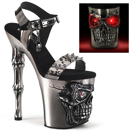 Pleaser RAPTURE-812-LT Sandales à plateforme Cuir Noir Argent EU-40/US-10