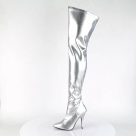 Pleaser SEDUCE-3000 Bottes cuissardes Cuir synthétique Argent EU-38/US-8