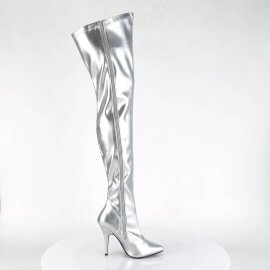 Pleaser SEDUCE-3000 Bottes cuissardes Cuir synthétique Argent EU-38/US-8