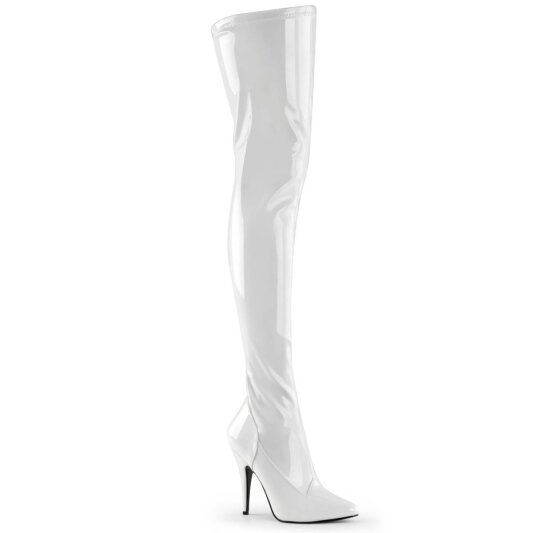 Pleaser SEDUCE-3000 Bottes cuissardes Vernis Blanc EU-37/US-7