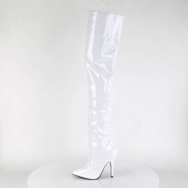 Pleaser SEDUCE-3010 Bottes cuissardes Vernis Blanc EU-43/US-13
