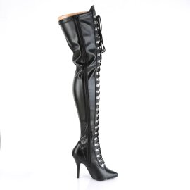 Pleaser SEDUCE-3024 Bottes cuissardes Cuir synthétique Noir EU-43/US-13