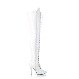 Pleaser SEDUCE-3024 Bottes cuissardes Vernis Blanc EU-38/US-8