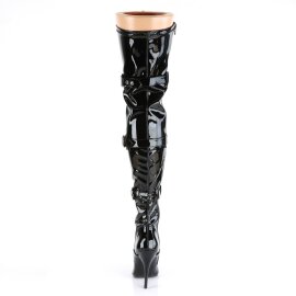 Pleaser SEDUCE-3028 Bottes cuissardes Vernis Noir EU-38/US-8