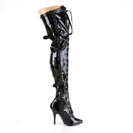 Pleaser SEDUCE-3028 Bottes cuissardes Vernis Noir EU-38/US-8