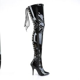 Pleaser SEDUCE-3063 Bottes cuissardes Vernis Noir EU-38/US-8