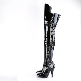 Pleaser SEDUCE-3080 Bottes cuissardes Vernis Noir EU-43/US-13