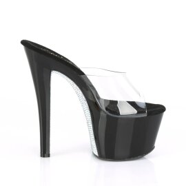 Pleaser SKY-301CRS Mules à plateforme Transparent Noir EU-35/US-5