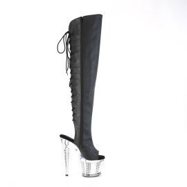 Pleaser SPECTATOR-3019 Bottes cuissardes à plateforme Cuir Chrome Noir EU-40/US-10
