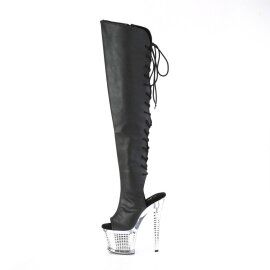Pleaser SPECTATOR-3019 Bottes cuissardes à plateforme Cuir Chrome Noir EU-38/US-8