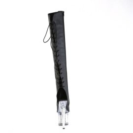 Pleaser SPECTATOR-3019 Bottes cuissardes à plateforme Cuir Chrome Noir EU-38/US-8